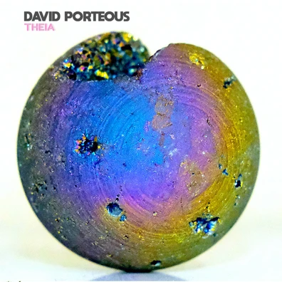 THEIA album cover — a rainbow mineral sphere